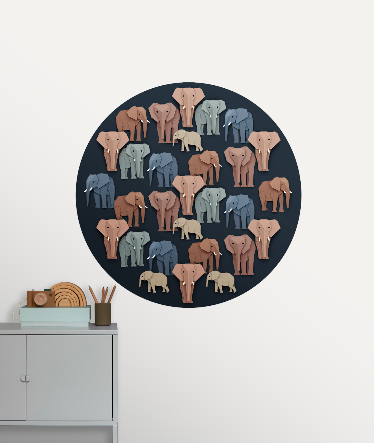 Wandbild Elephant Circle/ Olifanten Cirkel - Original - 0,95 m