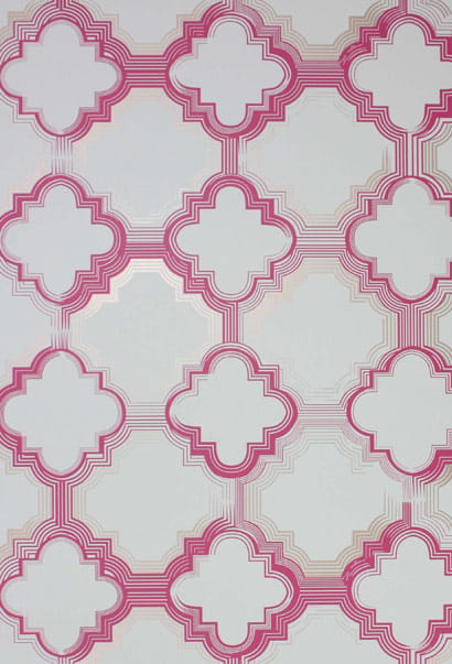Tapete Quatrefoil - Cranberry/ Metallic Rose Gold/ Dark Stone