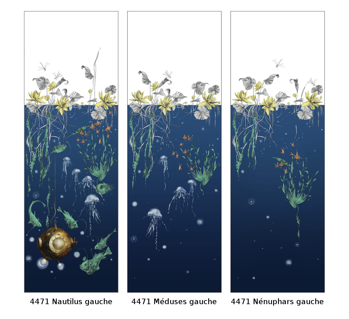 Tapete Nautilus/Méduses/Nénuphars - Marine - Nautilus gauche - Marine