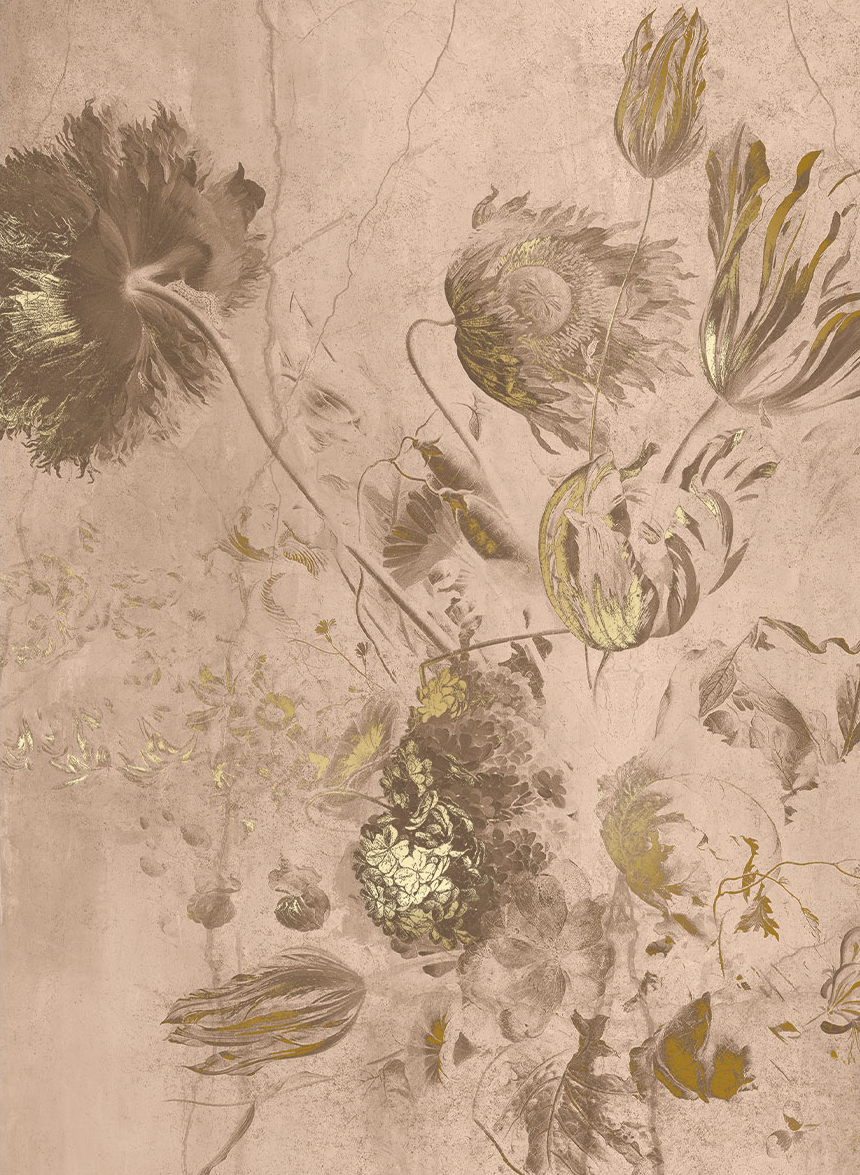 Wandbild Fresco Flowers Uyterlinde - Nude 195 cm