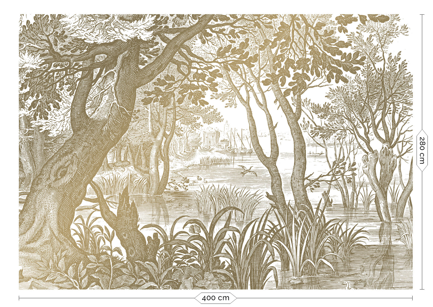 Wandbild Engraved Landscapes Gold 4 - XL