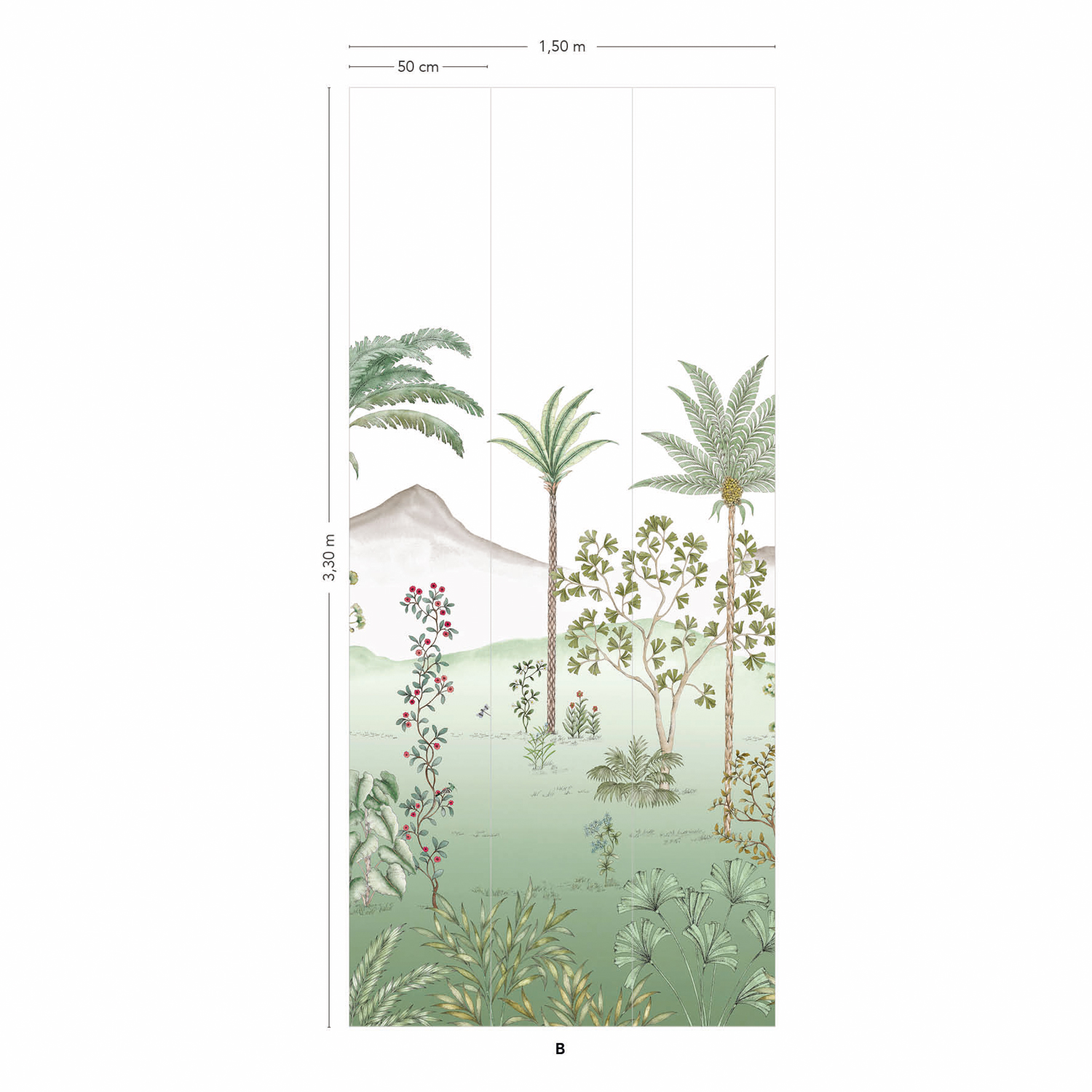 Wandbild Jardin des Oiseaux Jade - Panel B