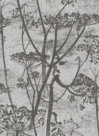 Tapete Cow Parsley - Charcoal/ Metallic Gilver
