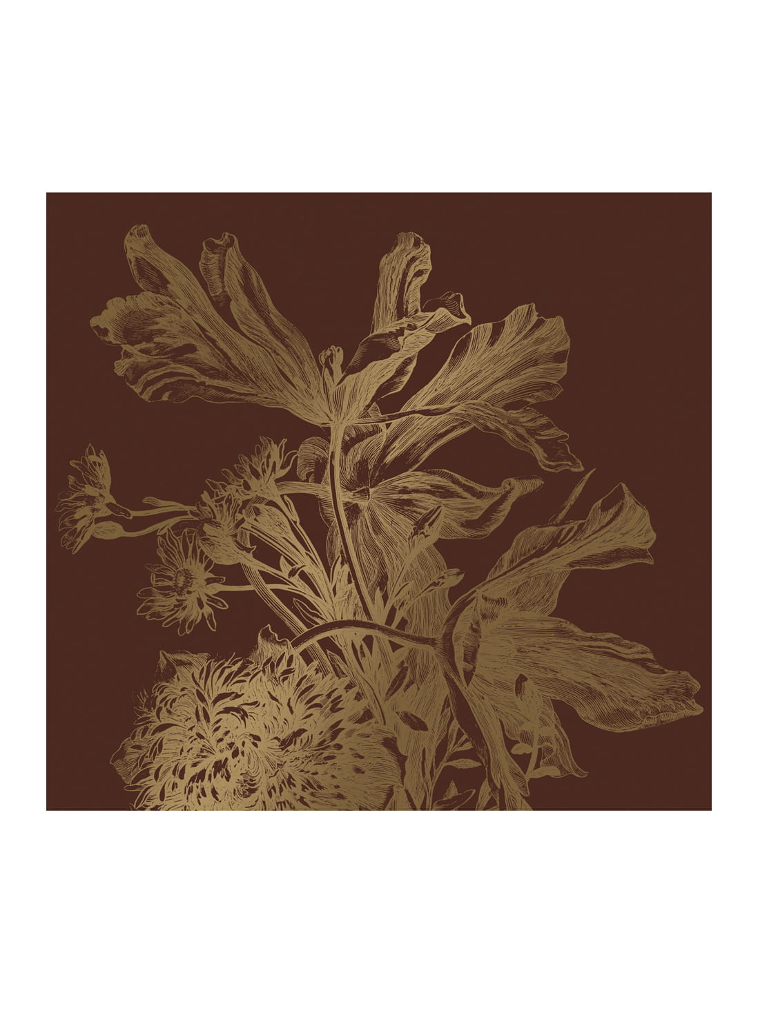 Wandbild Engraved Flowers Gold 5 - L