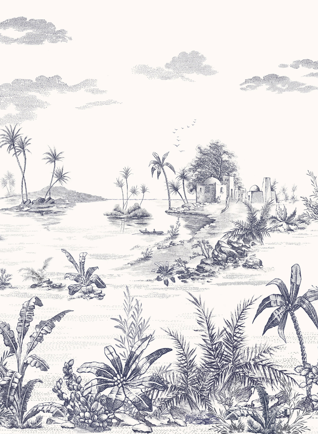 Wallpaper Vues d'Orient - Bleu Panel B