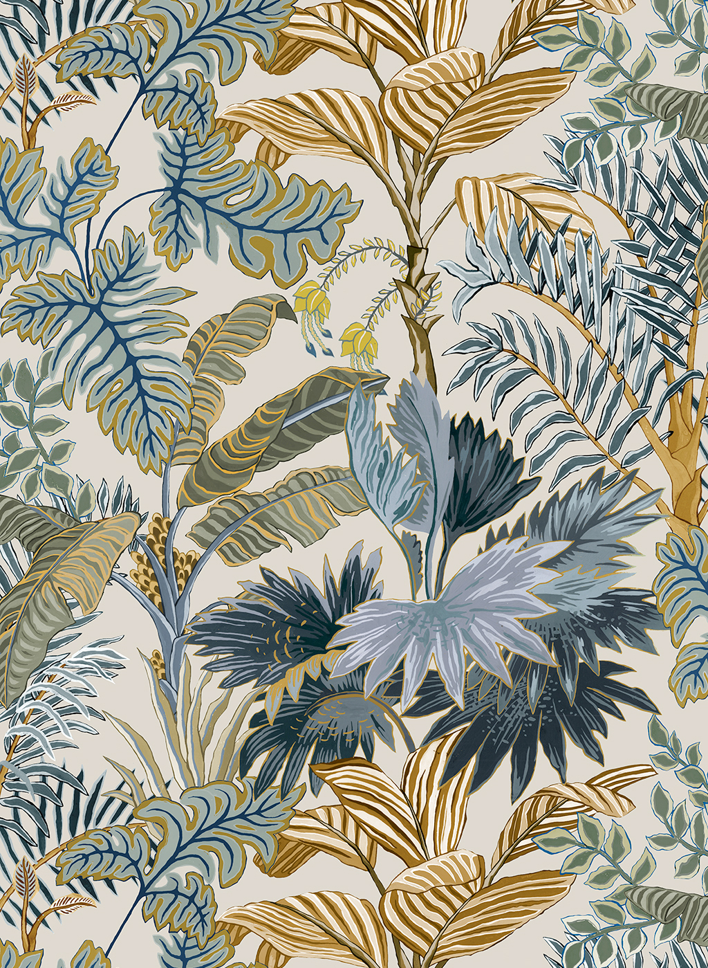 Tapete Palm Grove - Ecru and Blue