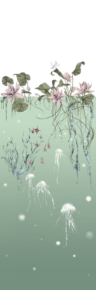 Tapete Nautilus/ Méduses/ Nénuphars - Méduses droit - Aqua