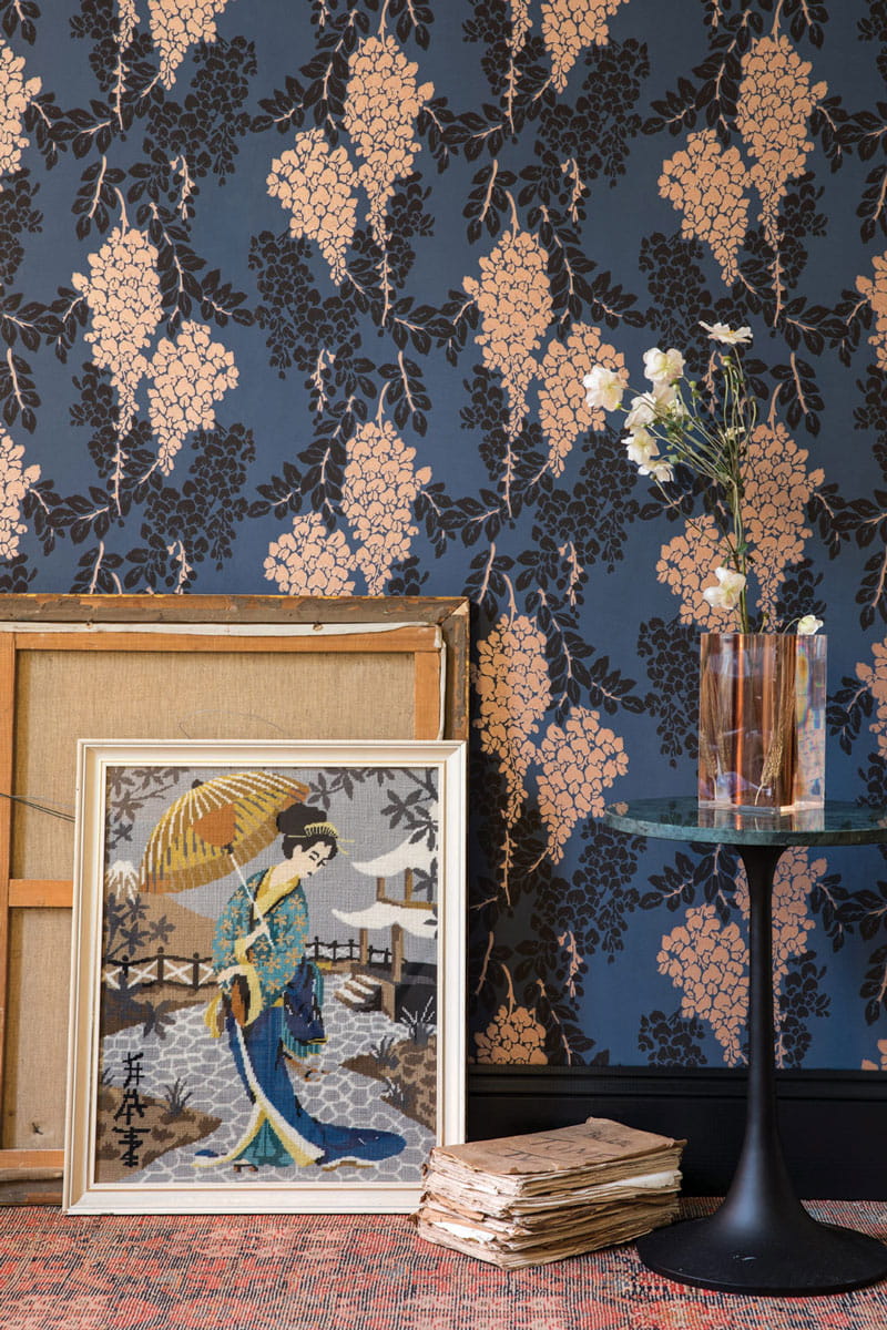 Tapete Wisteria - Stiffkey Blue/ Copper Metallic/ Black Blue