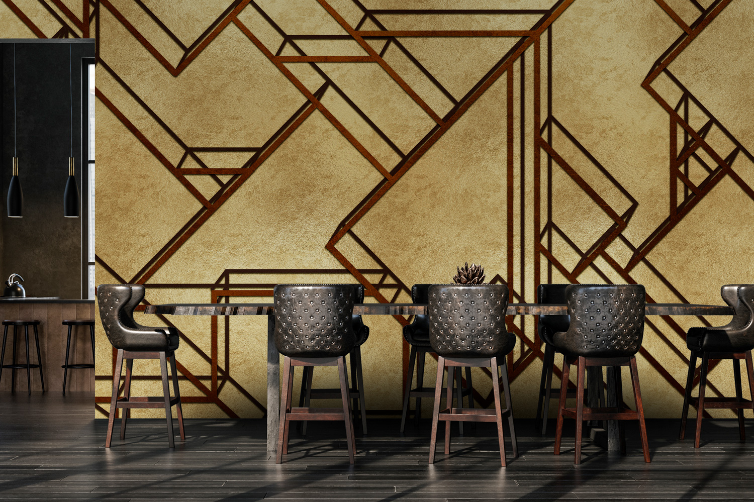 Wandbild L-Geometric Metallics - Gold