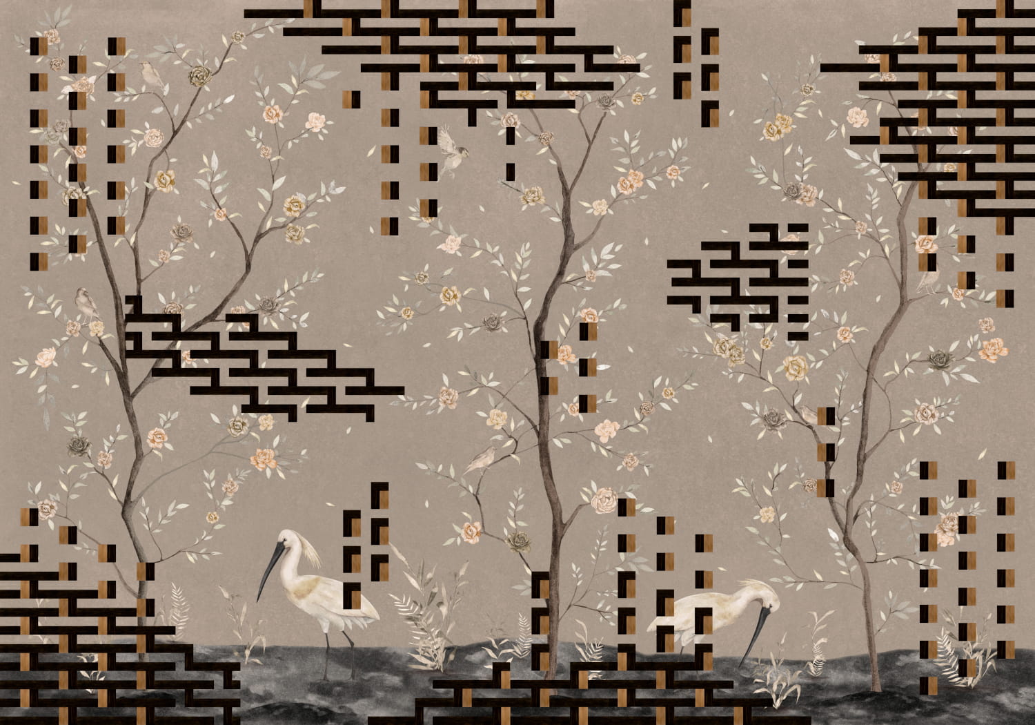 Wandbild Tetris Chinoiseries - Grey
