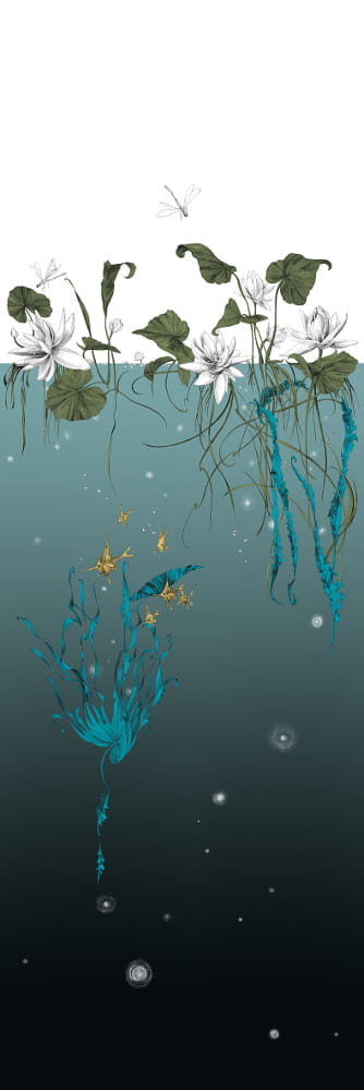 Tapete Nautilus/ Méduses/ Nénuphars - Noir - Nénuphars droit - Noir