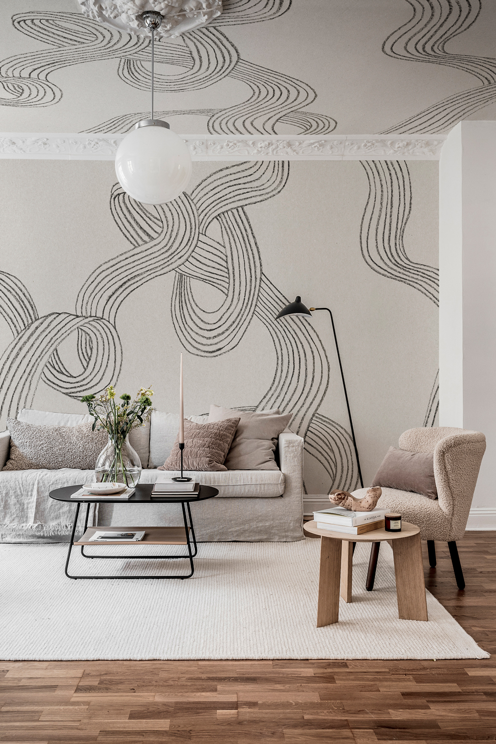 Wandbild Stripes - Graphite