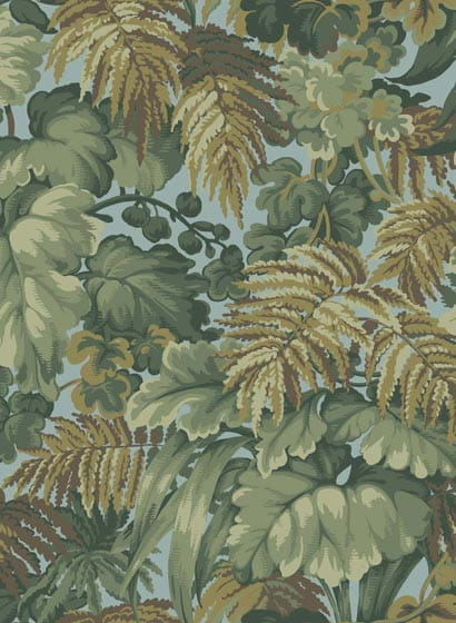 Tapete Royal Fernery - Khaki & Print Room Blue