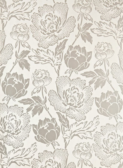 Tapete Peony - White Tie/ Silver