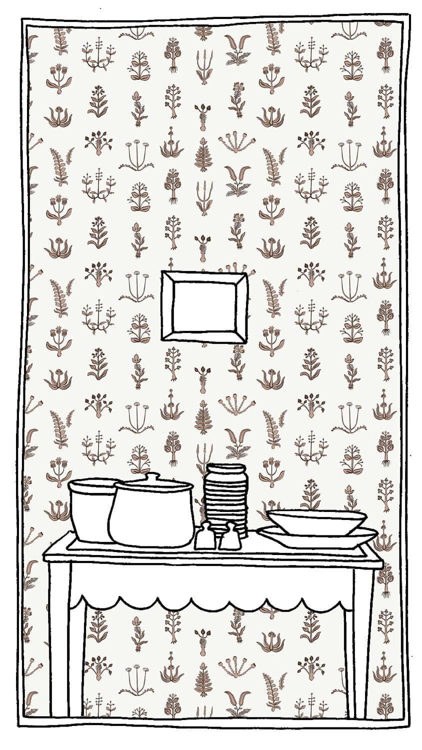 Tapete Floral Spot - Ham Pink/ Chimney/ Ceiling White