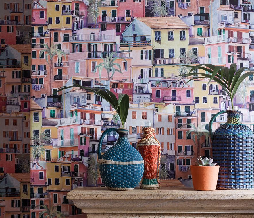 Tapete Portovenere - Terracotta/ Coral/ Aqua