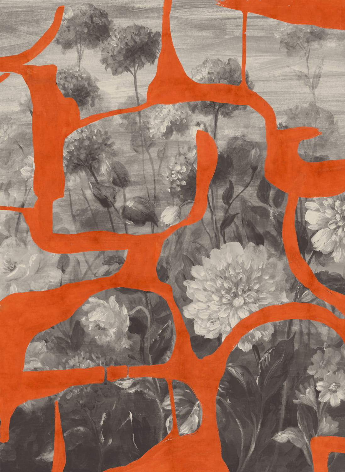 Wandbild Prehistoric Flowers - Orange