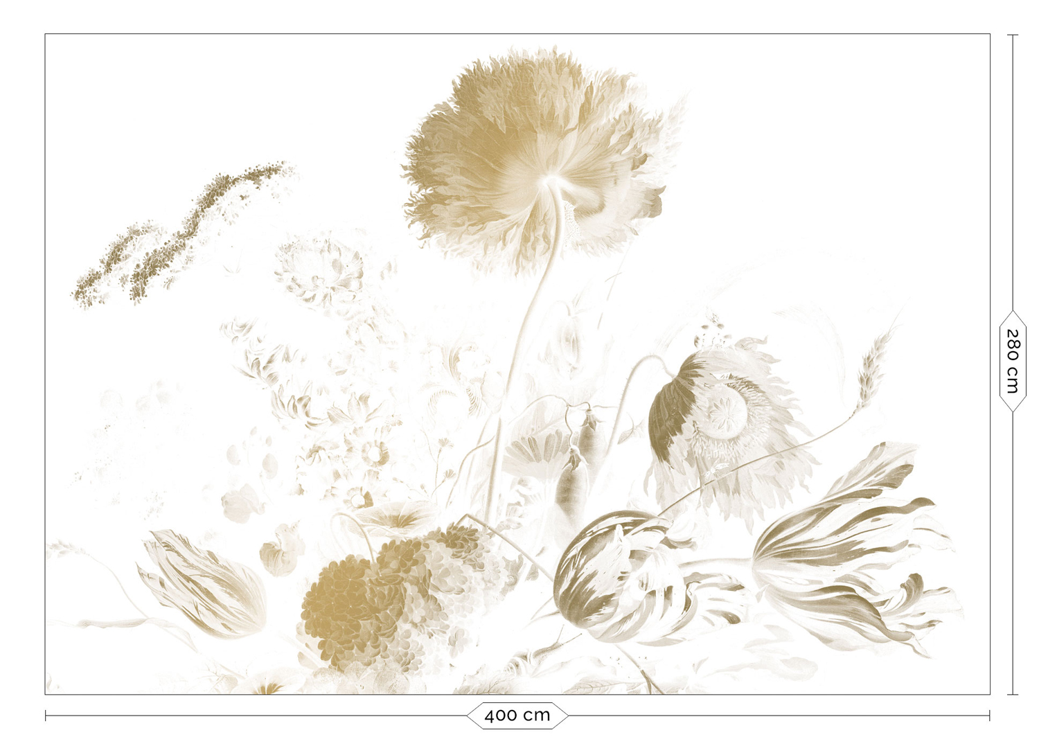 Wandbild Golden Age Flowers Gold 2 - XL