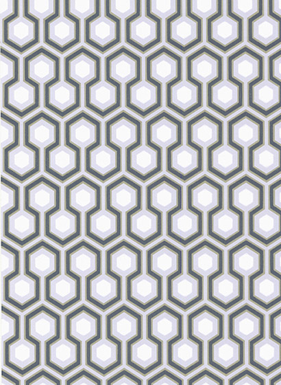 Tapete Hicks Hexagon - Ink & White on Heath Grey