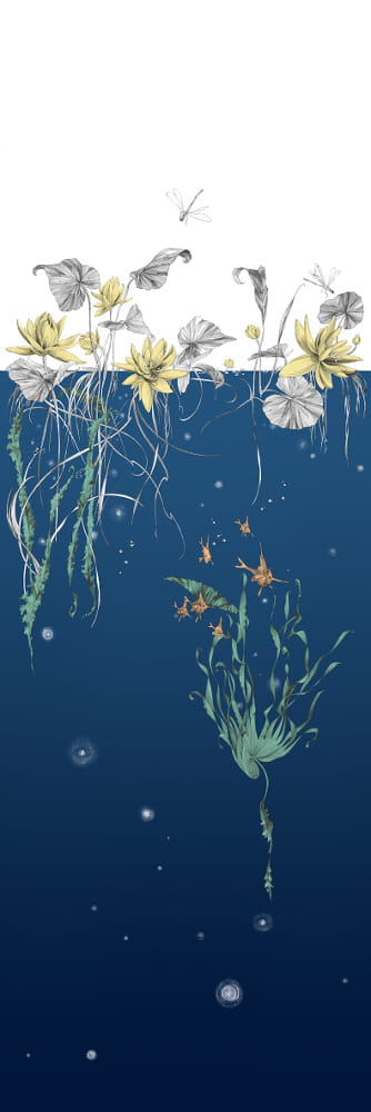 Tapete Nautilus/Méduses/Nénuphars - Marine - Nénuphars gauche - Marine
