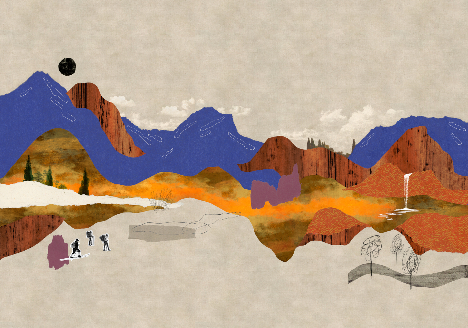 Wandbild Landscape Collage - Beige