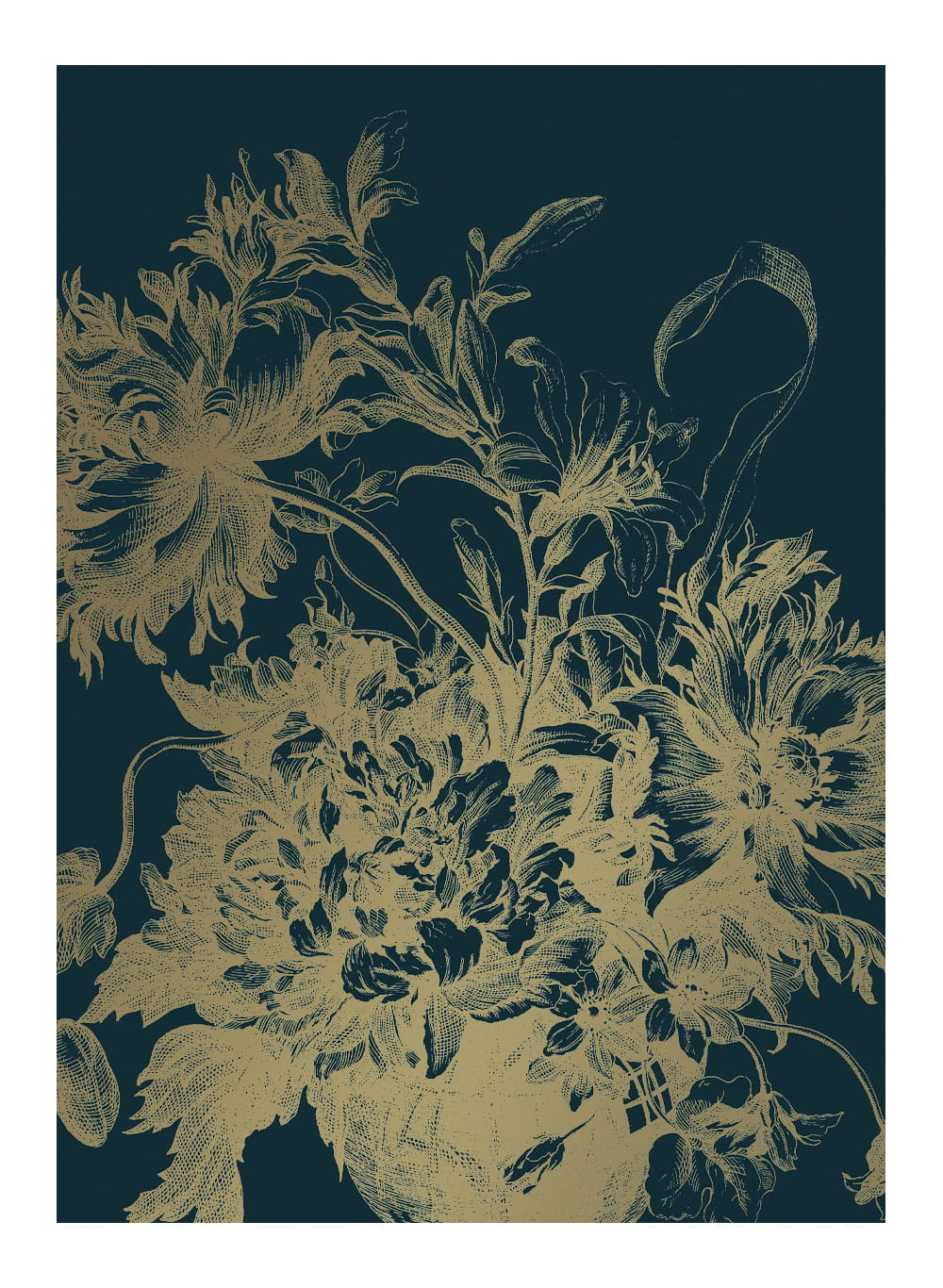 Wandbild Engraved Flowers Gold 8 - M