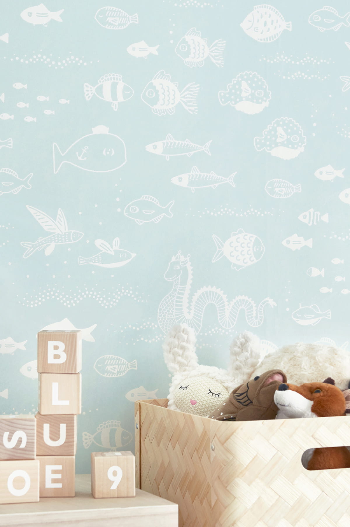 Tapete The Big Blue - Dusty Blue/ Cream White