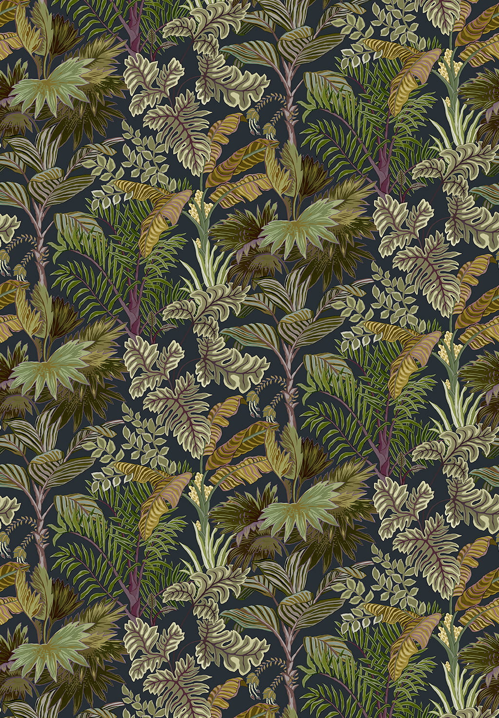 Tapete Palm Grove - Midnight and Green