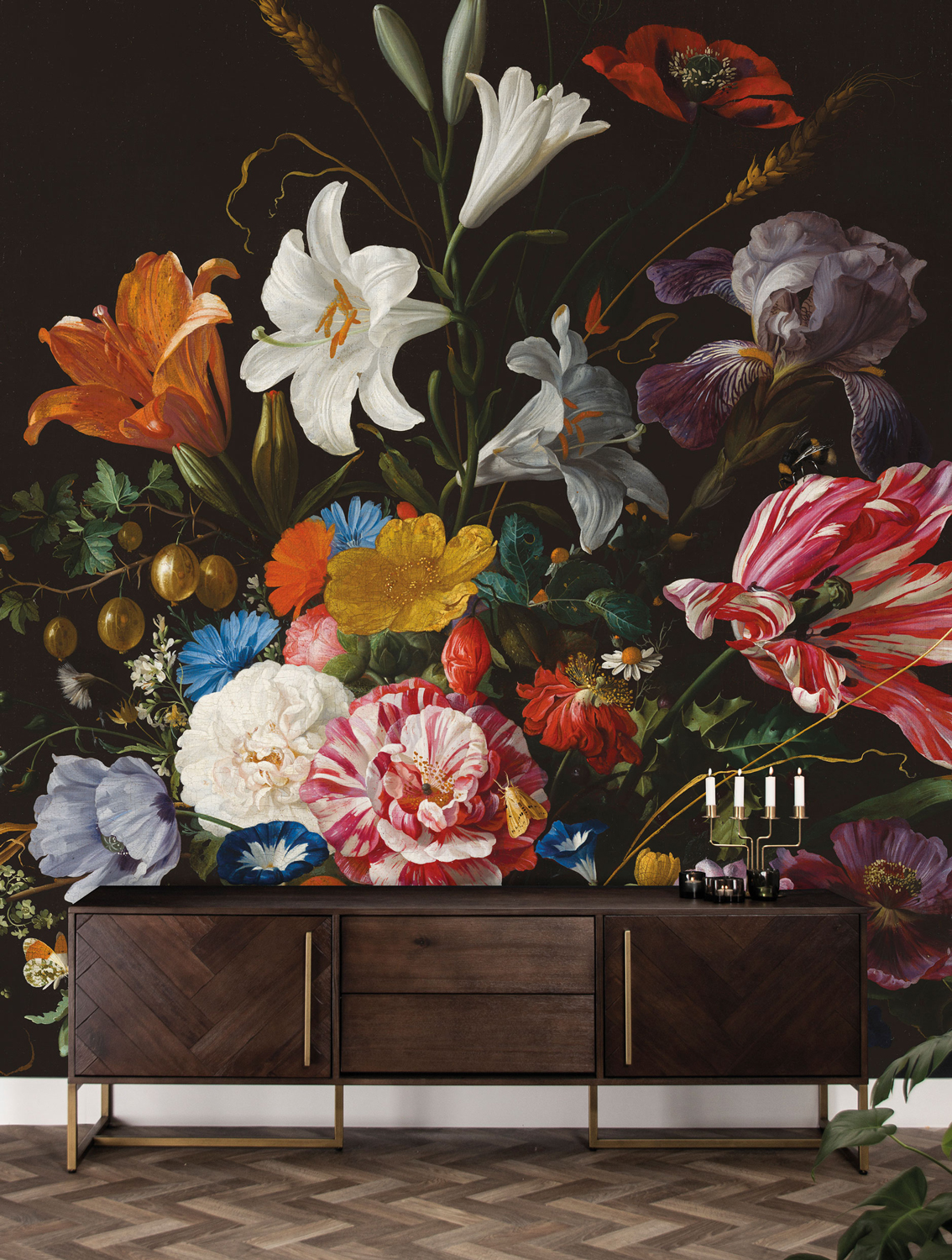 Wandbild Golden Age Flowers 4 - Multicolor - 1.948m