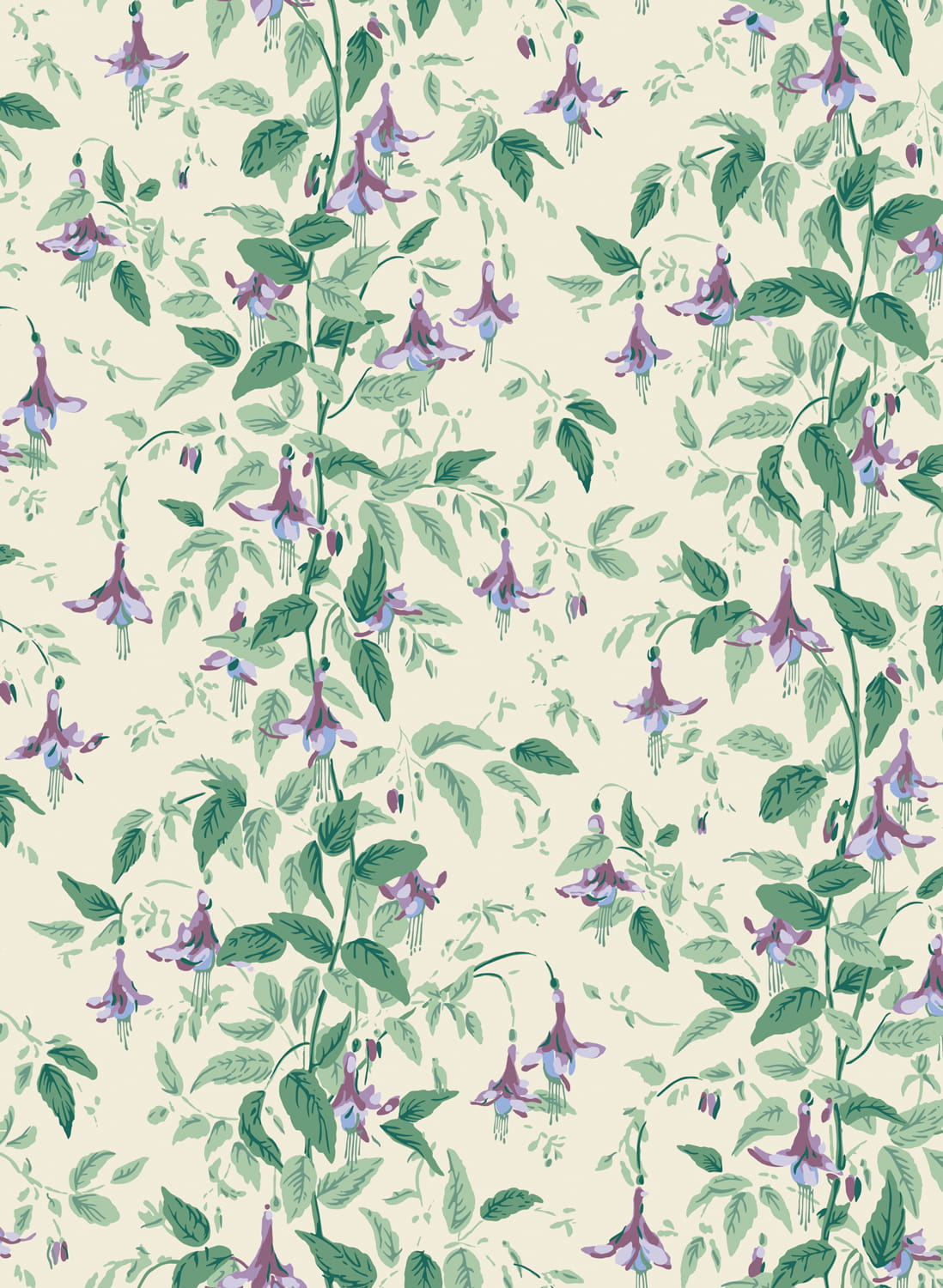 Tapete Fuchsia - Mauve and Sea Green on Cream