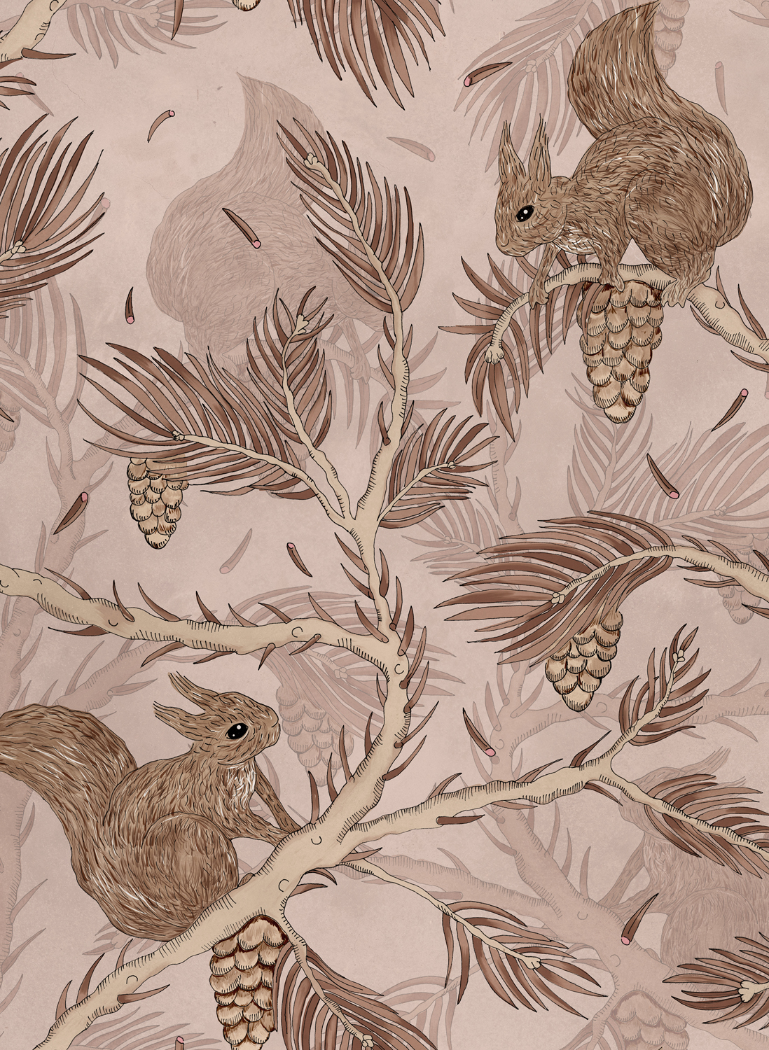 Tapete Squirrel Mountain - Pink