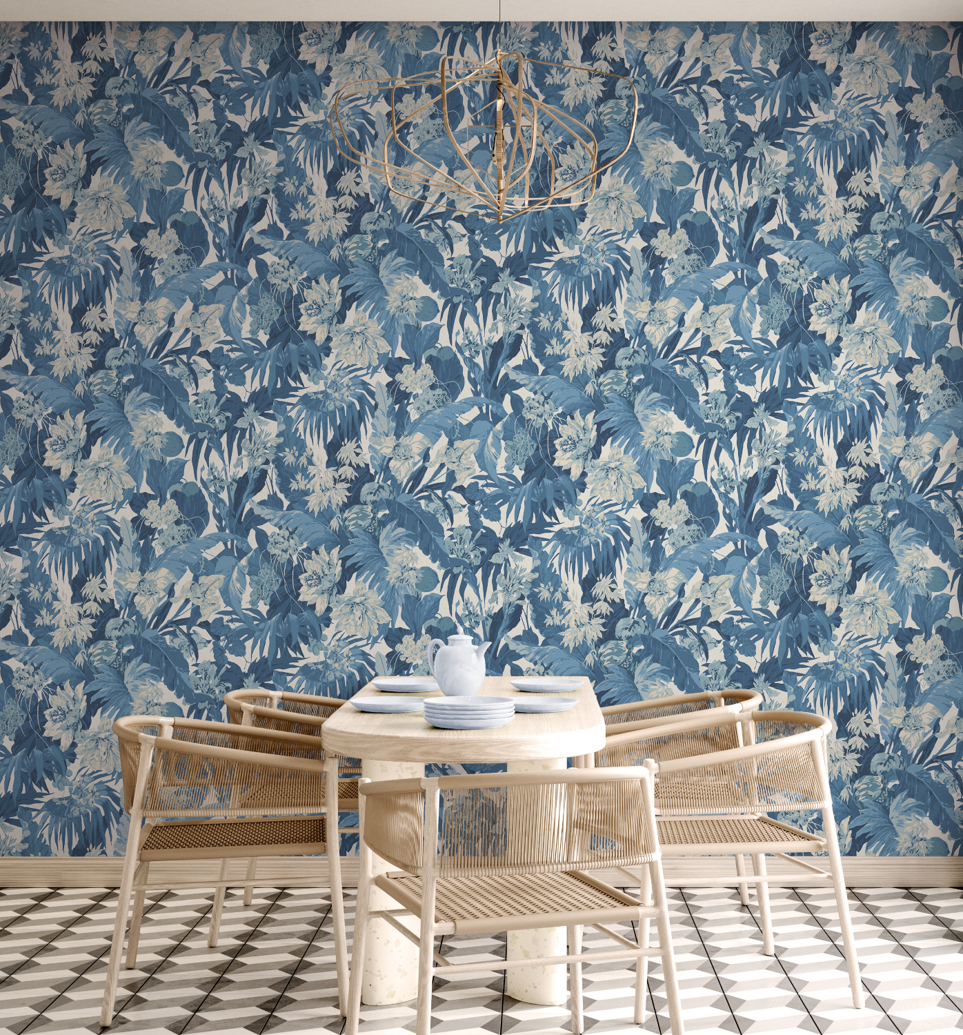 Tapete Tropical Floral - Blue