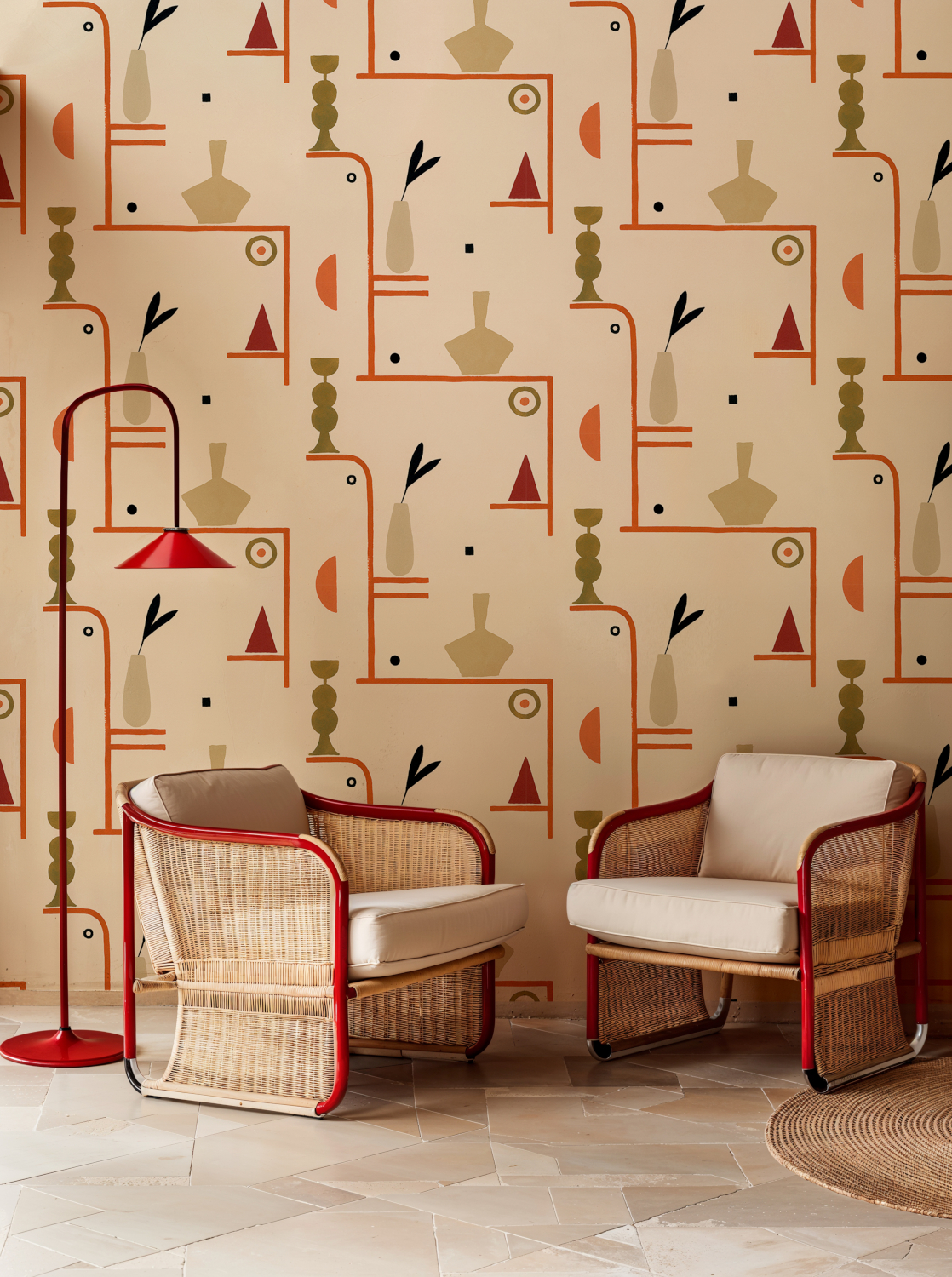 Tapete Archaeological Forms - Beige
