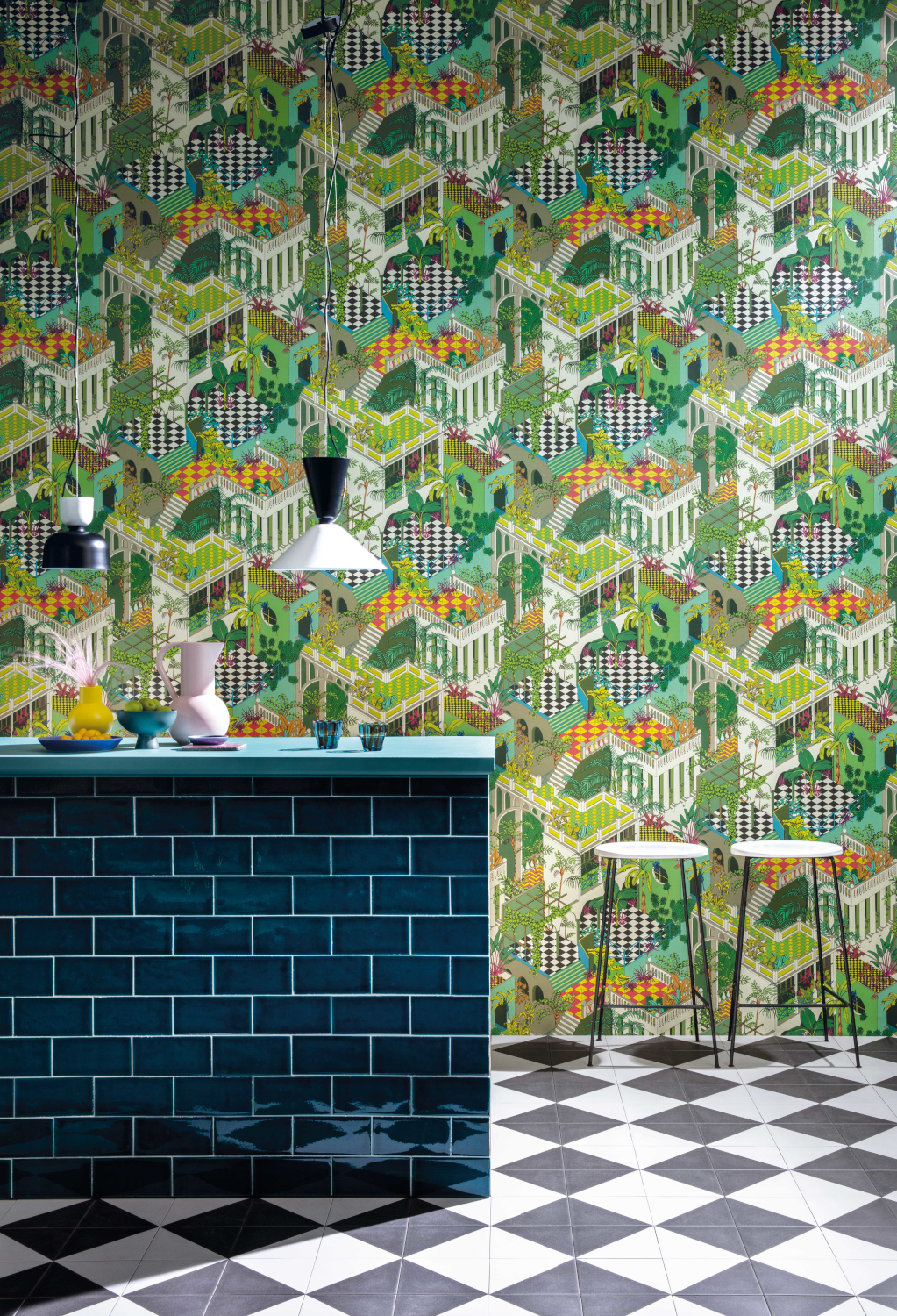 Tapete Miami - Green/ Coral