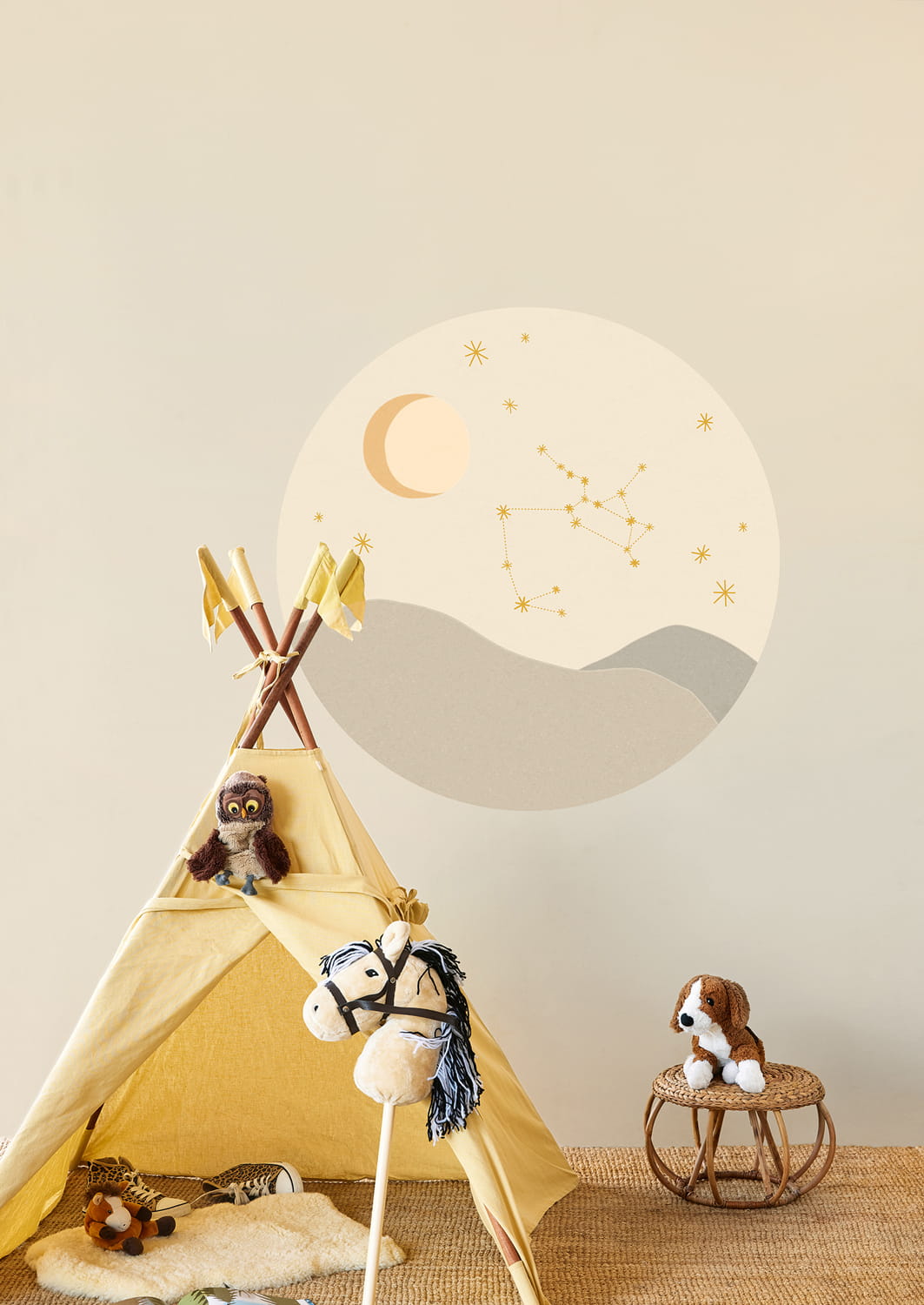 Wandbild Star Sign Circles Beige - Sagittarius