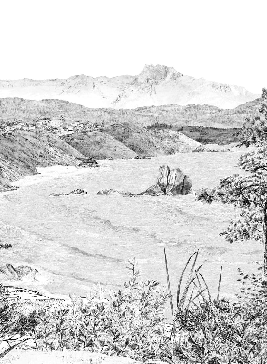 Papier peint Euskadi - Grisaille Panel C