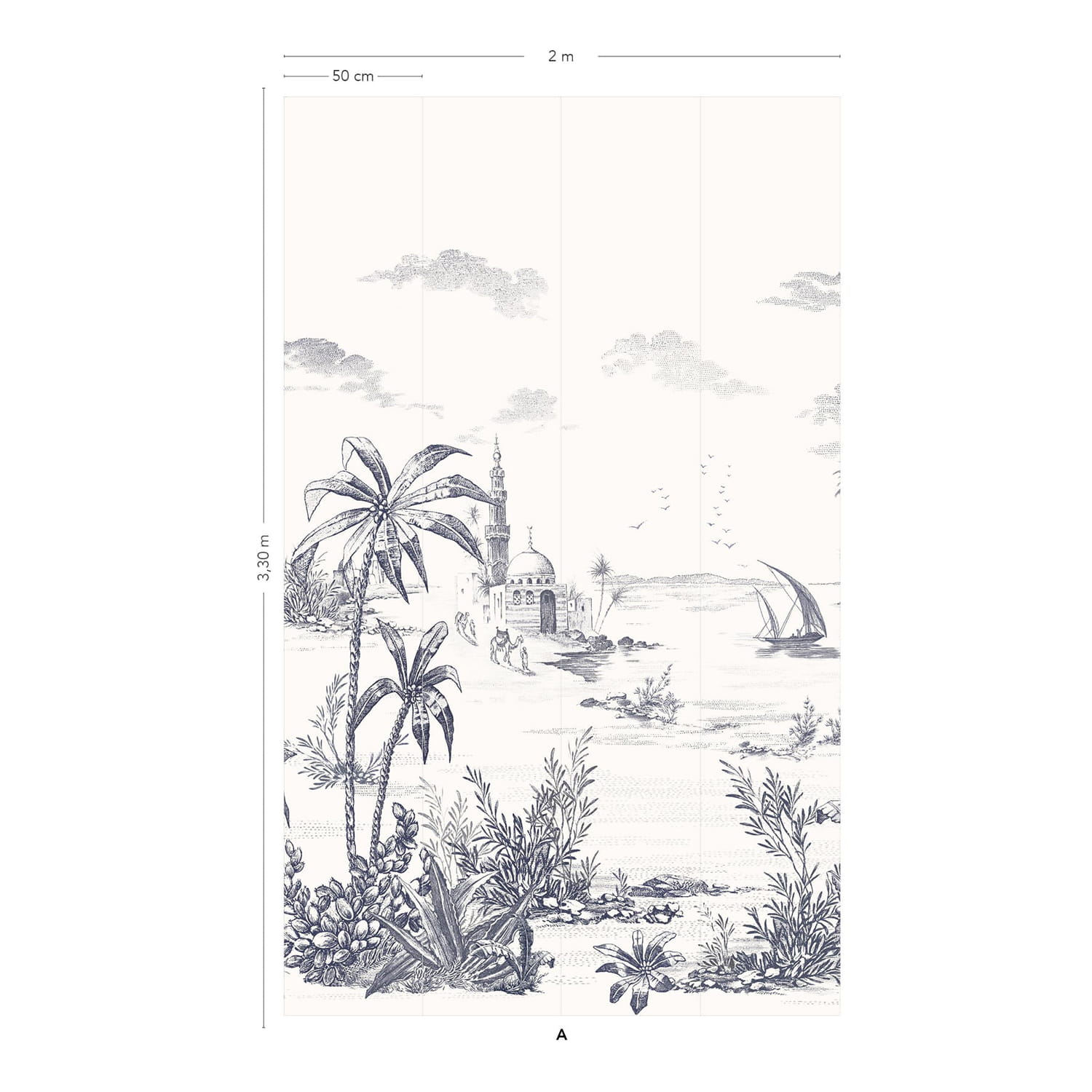 Wallpaper Vues d'Orient - Bleu Panel A