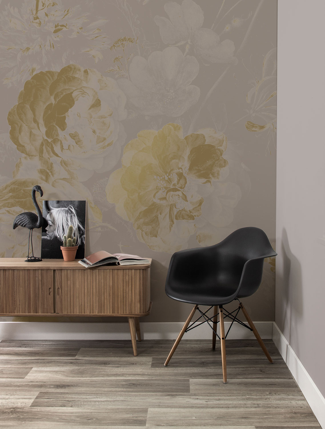 Wandbild Golden Age Flowers Gold 12 - M