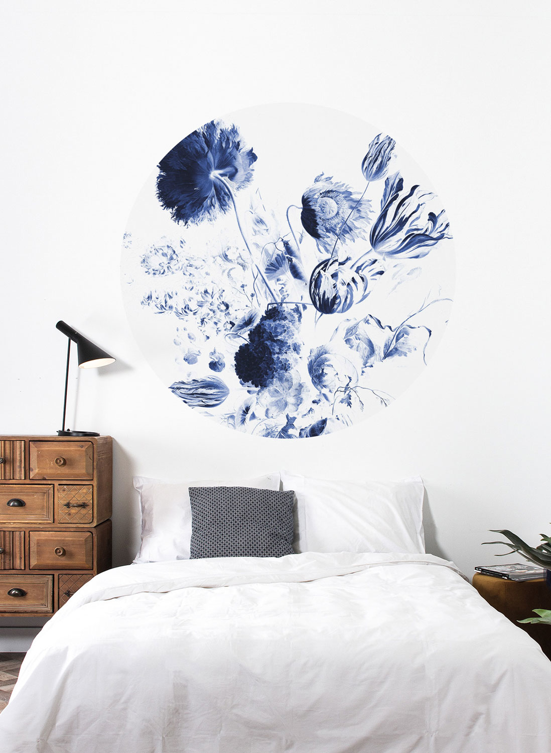Wandbild Royal Blue Flowers 2 Circle
