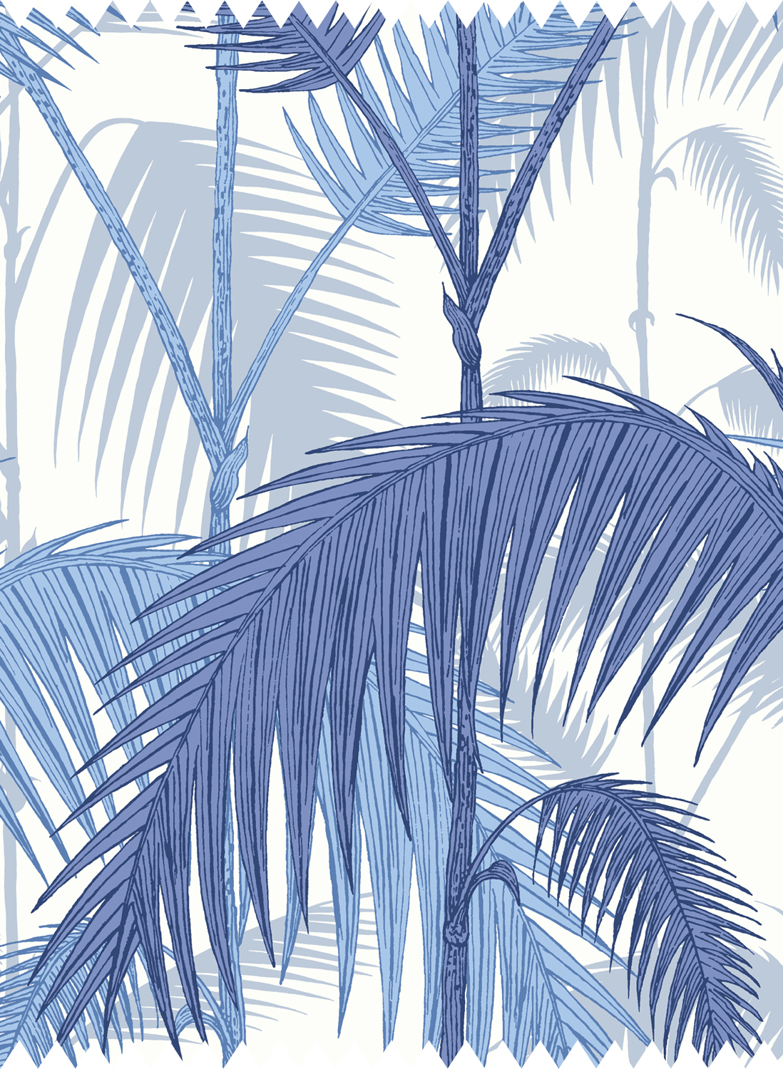 Stoff Palm Jungle Linen Union - Hyacinth on White