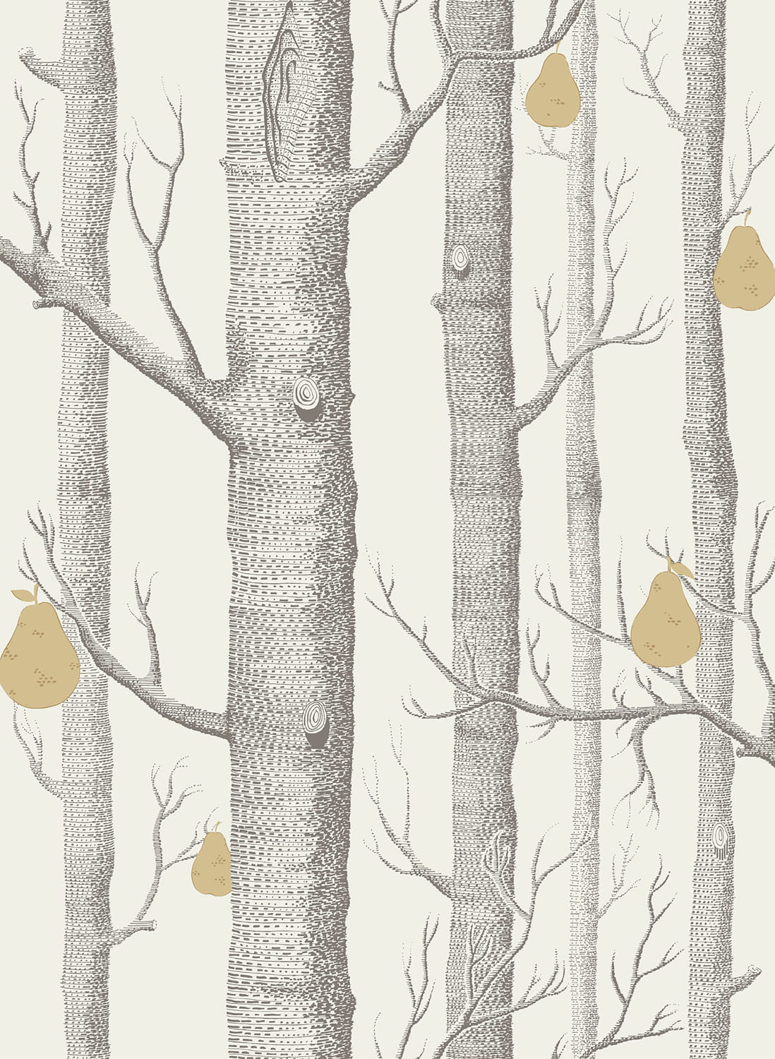Tapete Woods & Pears - Linen/ Charcoal/ Gold