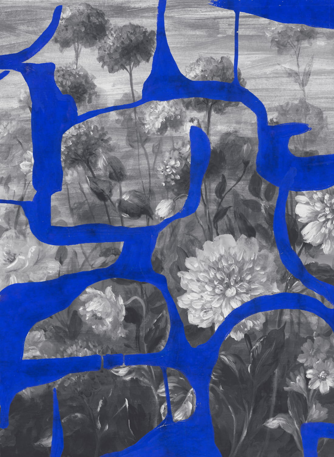 Wandbild Prehistoric Flowers - Blue