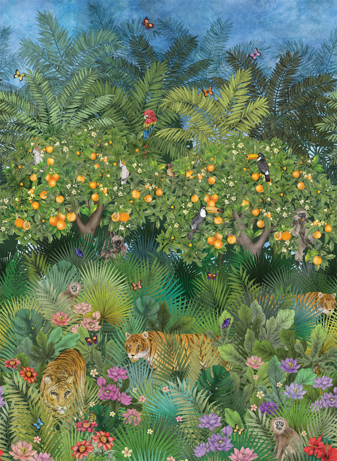 Wandbild Tiger Grove - Multi