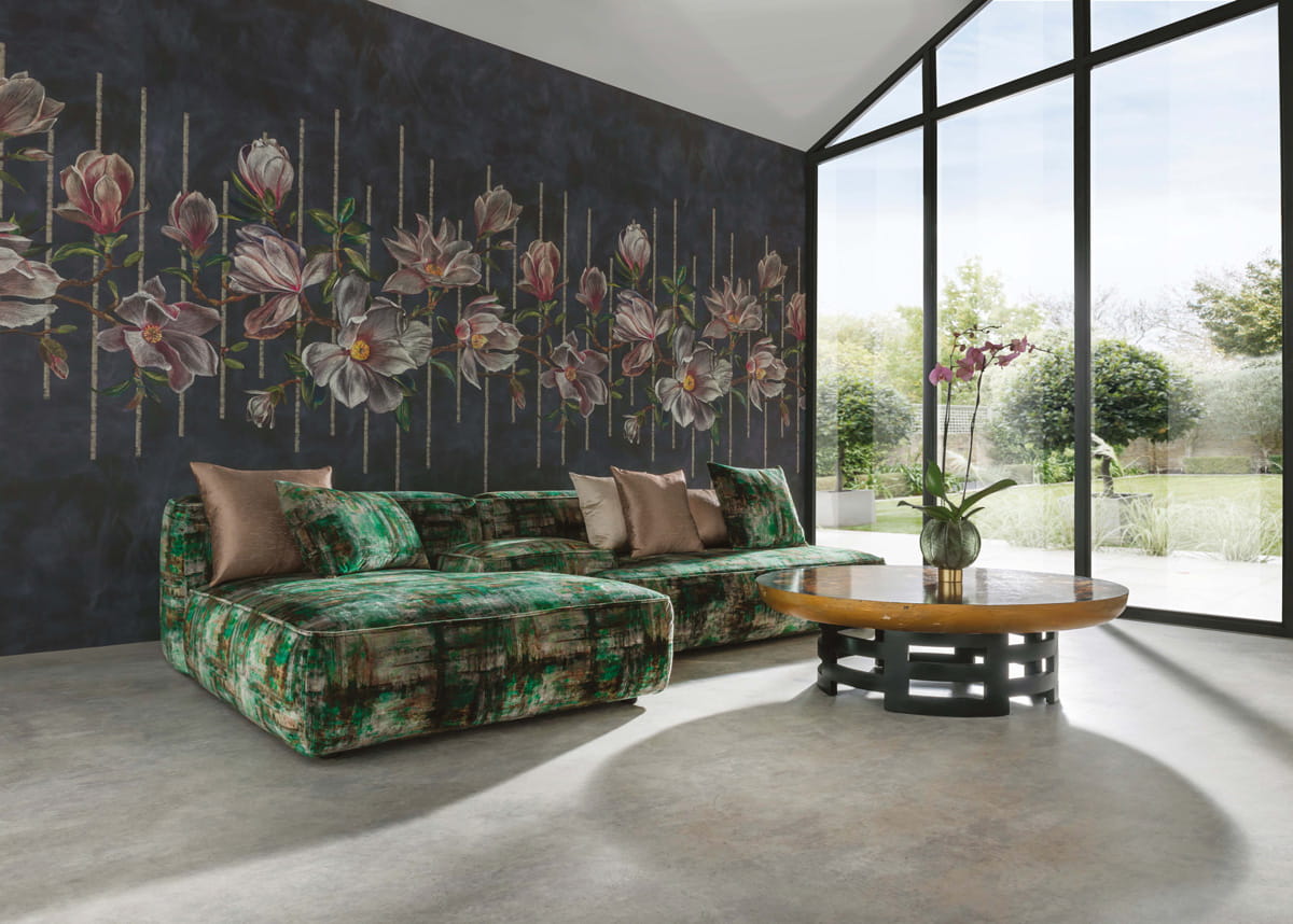 Wandbild Magnolia Frieze - Charcoal/ Pink