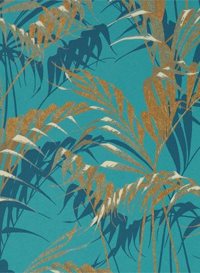 Tapete Palm House - Teal/ Gold