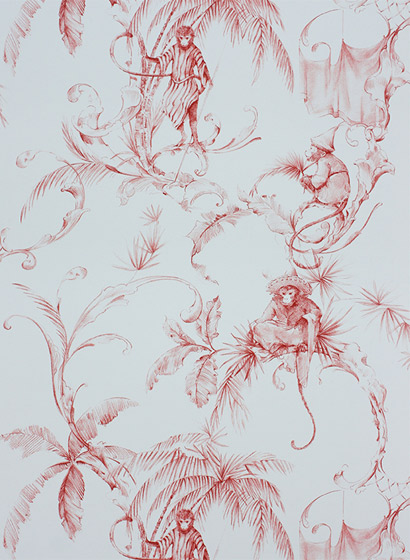 Tapete Barbary Toile - Coral Red
