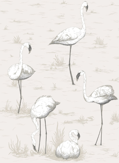 Tapete Flamingos - Charcoal