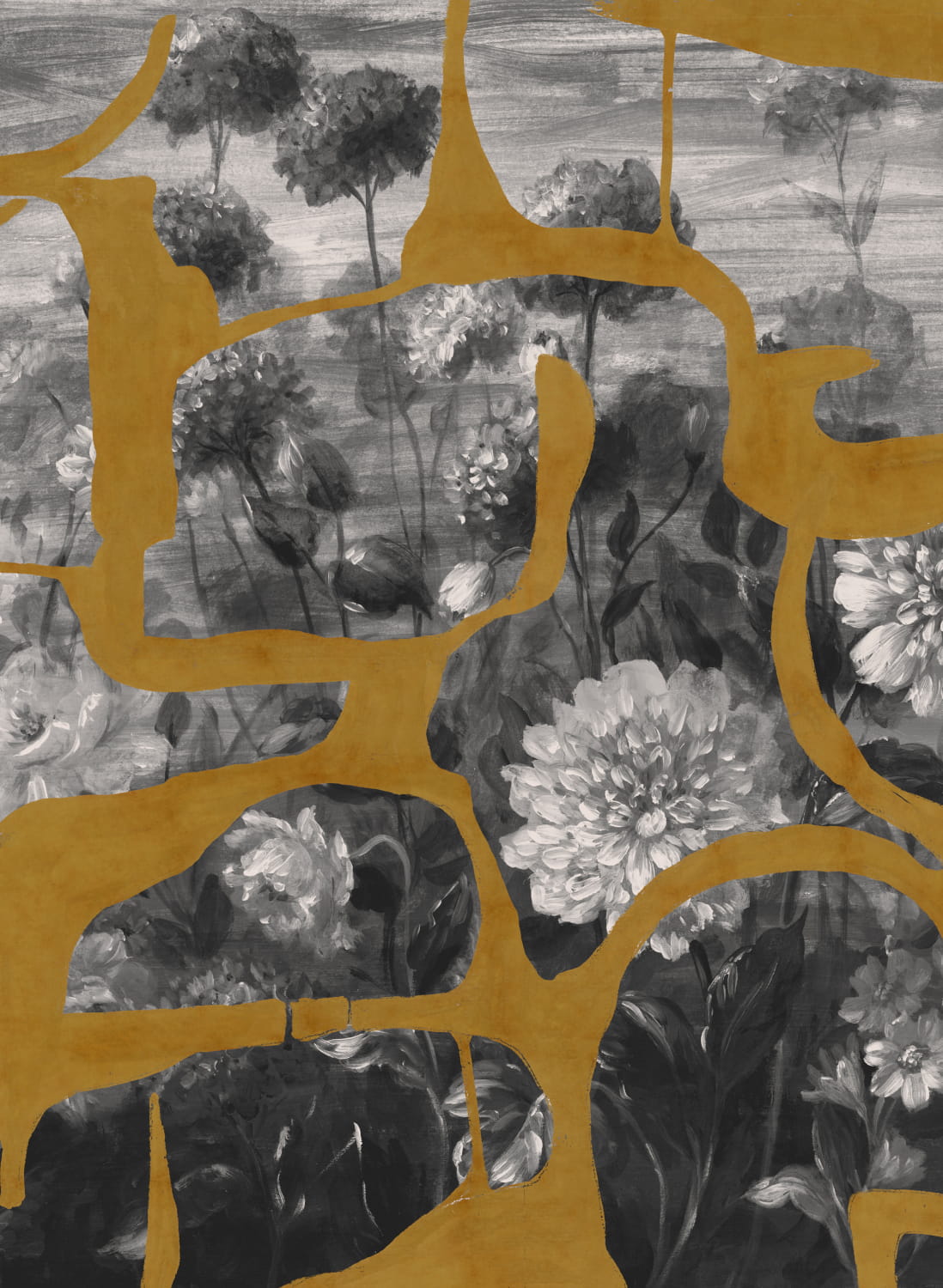 Wandbild Prehistoric Flowers - Ocher