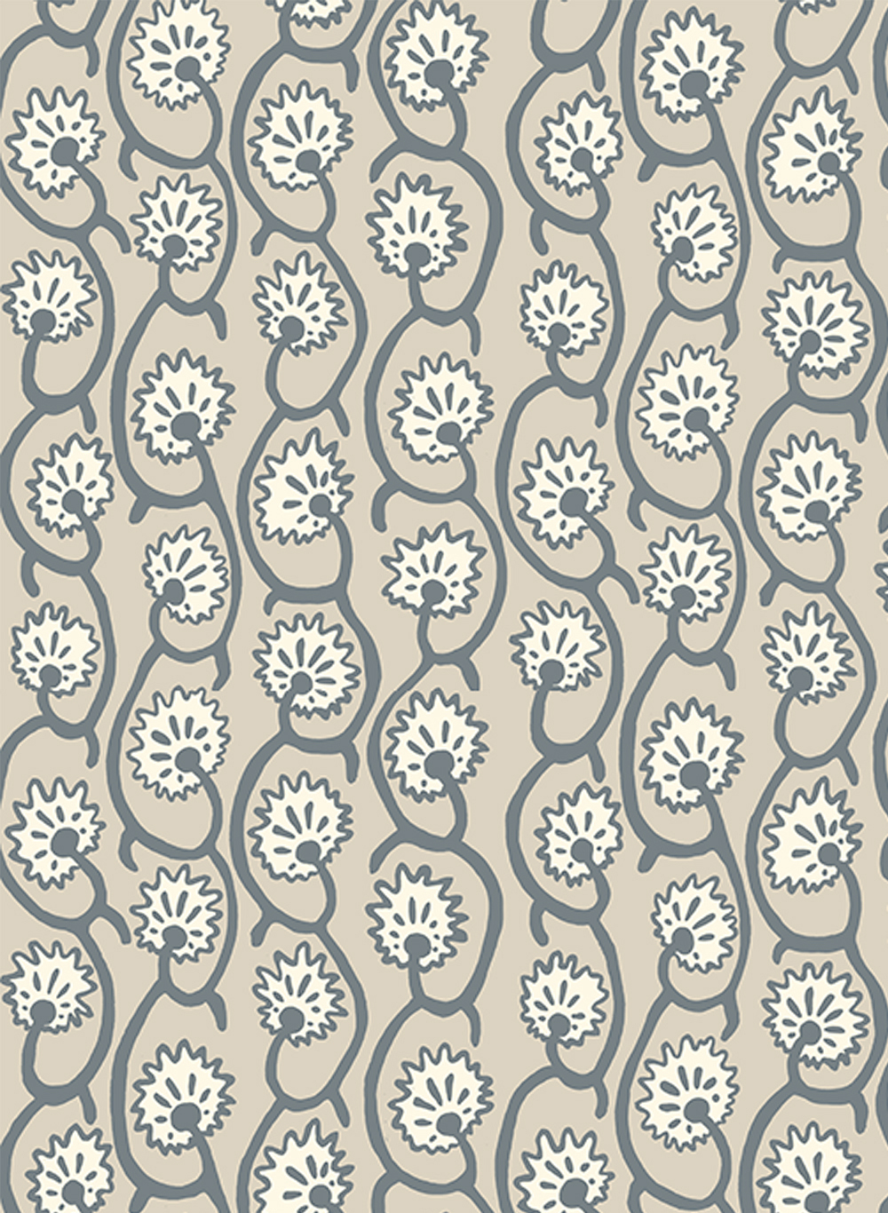 Tapete Geranium Stripe - Bude Blue/ Clarke White/ Edge Sand