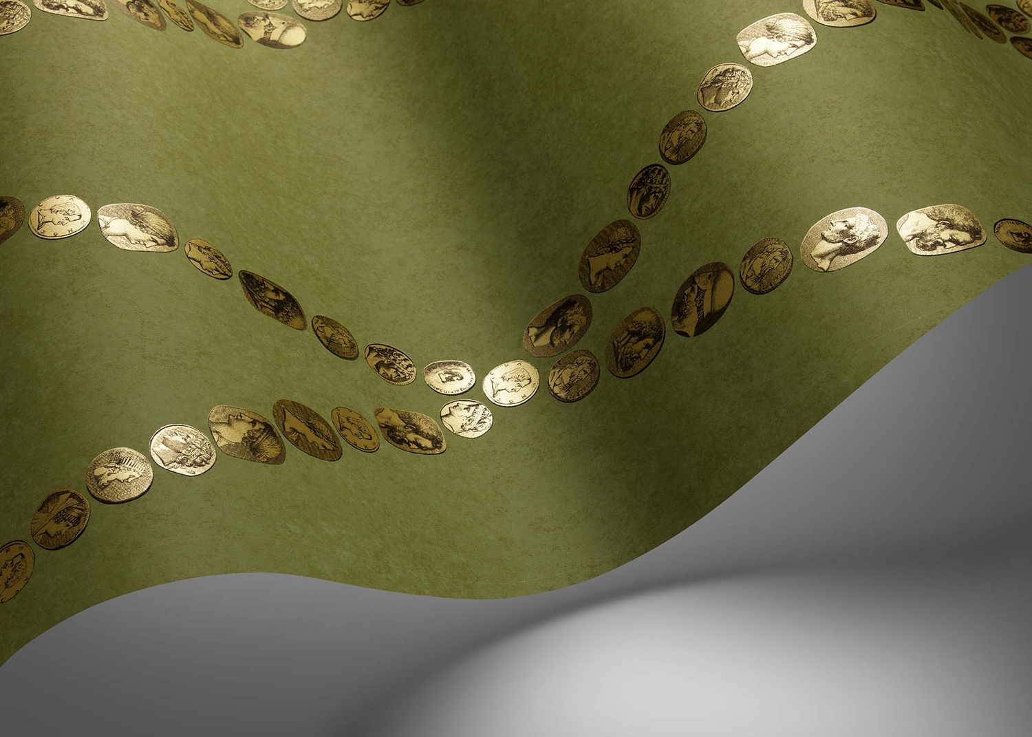 Tapete Cammei - Antique Gold on Olive